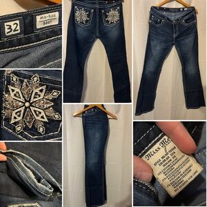 Miss Me Women's Blue Jeans with Snowflake Embellished Pockets